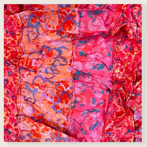 Jane Ashley Floral Multi-Pattern Bohemian Bright Ruffle Vneck Midi Beach Dress - Picture 3 of 5